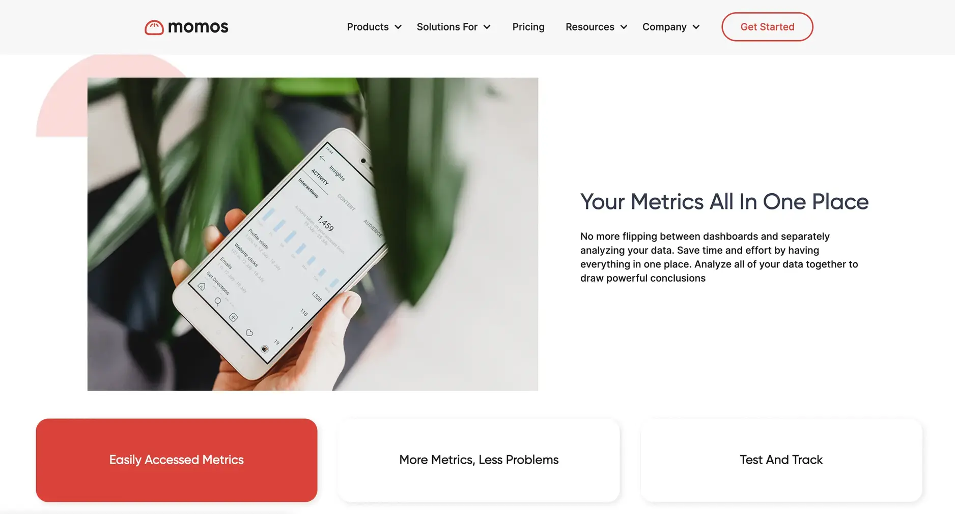 Momos analytics features displaying customer insights