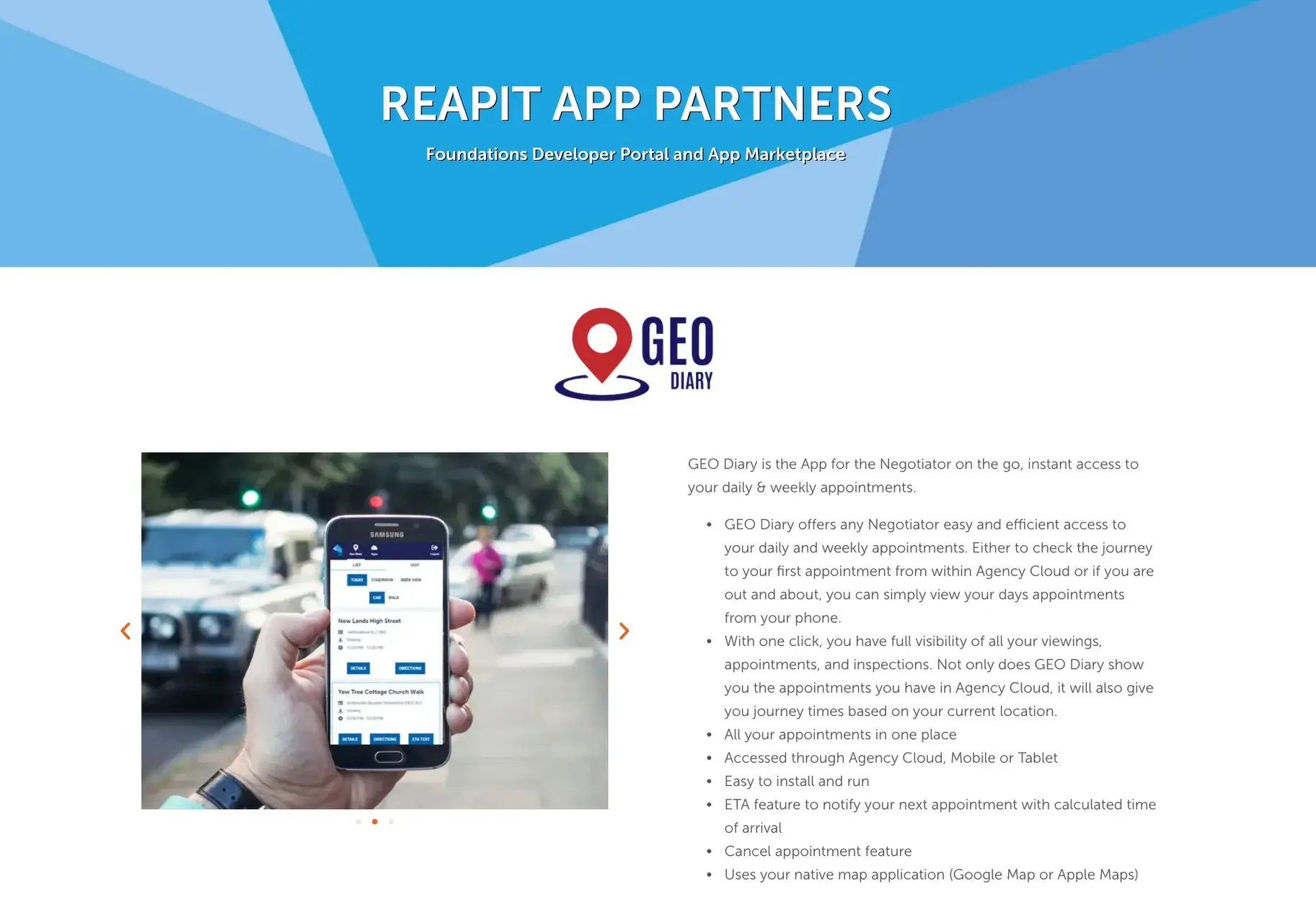 Reapit developer portal interface for third-party developers